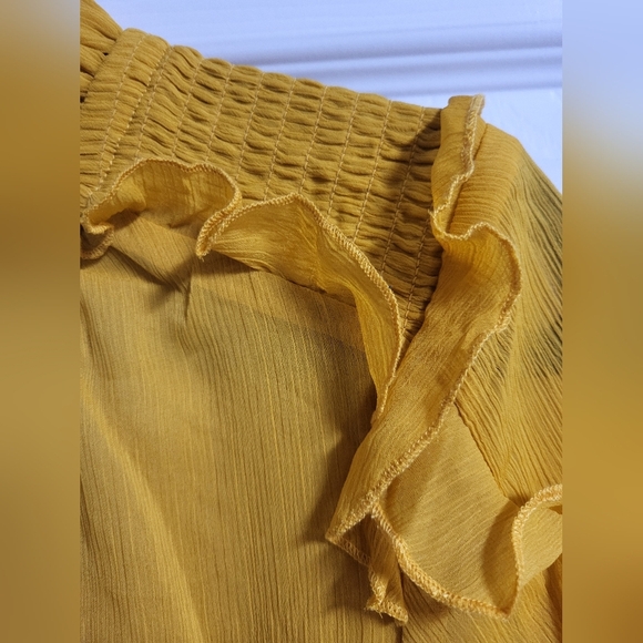 NWT Cato Women's Yellow Ruffle Sheer Blouse Size M - Picture 4 of 8